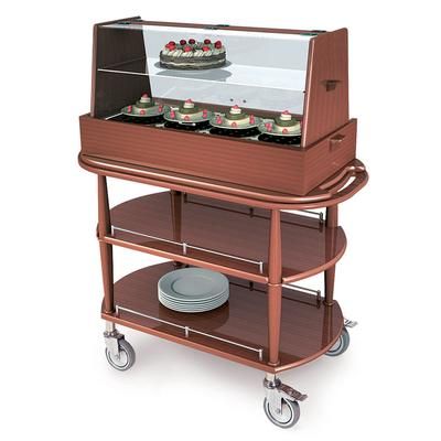 Geneva 70358 Oval Dessert Cart w/ Display Case Design, Brown