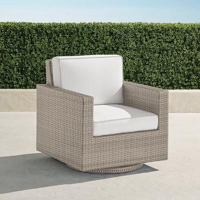 Small Palermo Swivel Lounge Chair with Cushions in Dove Wicker - Standard, Vista Boucle Glacier - Frontgate