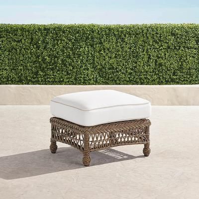 Hampton Ottoman in Driftwood Wicker - Standard, Light Aruba - Frontgate