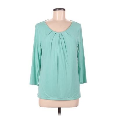 Talbots Long Sleeve Top Teal Open Neckline Tops - Women's Size Medium