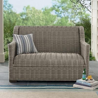 Montville Wicker Outdoor Outdoor Loveseat - Grey - Grandin Road