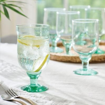 Recycled Glass Water Goblet, Set Of Six - Grandin Road