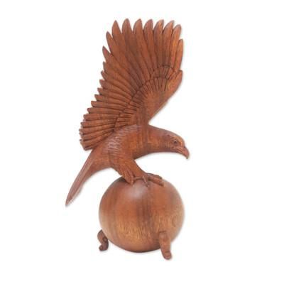 American Bald Eagle,'Hand Carved Wood Sculpture of a Bald Eagle Landing'