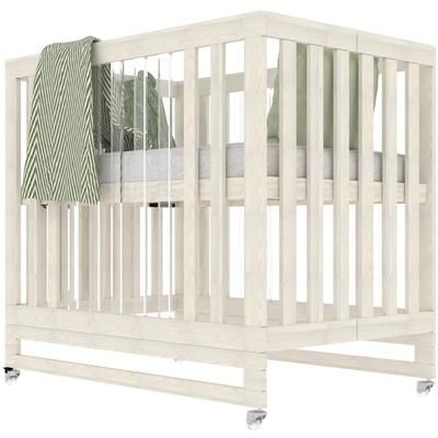 Melo Caress Foldable Crib - Washed White / Semi Acrylic