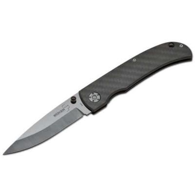 Boker Plus Anti-Grav Linerlock Folding Knife 3.3in Black Ceramic Plain Blade Carbon Fiber Handle 01BO036