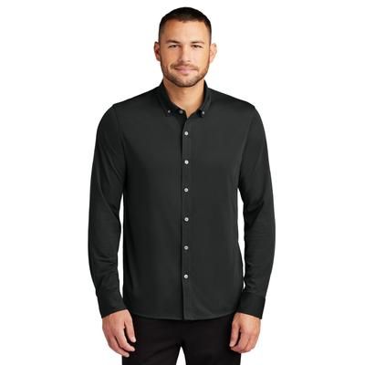 Mercer+Mettle MM1018 Stretch Jersey Long Sleeve Shirt in Deep Black size 2XL | Polyester Blend