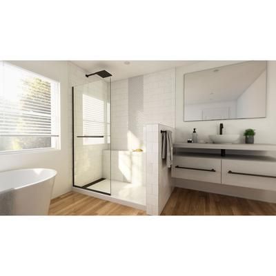 Dreamline DreamLine Linea 34 inch W x 72 inch H Frameless Clear Shower Screen in Matte Black with Towel Bar SDLI34W720XTX09