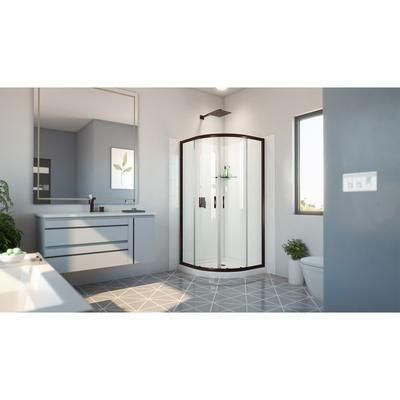 Dreamline DreamLine Prime 33 inch x 33 inch x 78 3/4 inch H Semi-Frameless Sliding Shower Enclosure in Oil Rubbed Bronze and Clear Glass, Shower Base, and Wall Kit in White E2703333XXQ0006