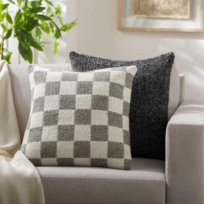 Raimi 22" Square Modern Wool Ivory/Dark Red Throw Pillow - Boutique Rugs