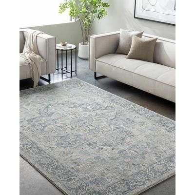 Akshay 7'10" x 10' Traditional Peach/Light Gray/Gray/Pale Blue/Teal/Denim/Beige/Light Gray/Pale Blue/Teal Area Rug - Boutique Rugs