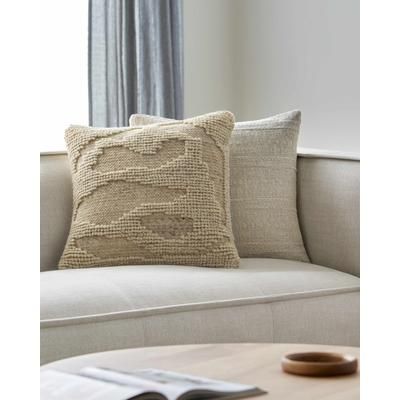 Xaria 22" Square Modern Wool Beige Throw Pillow - Boutique Rugs