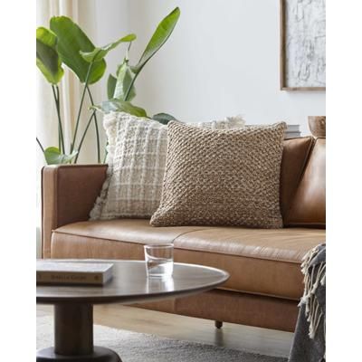Wajid 18" Square Cottage Tan/Ash/Light Silver/Pearl Throw Pillow - Boutique Rugs