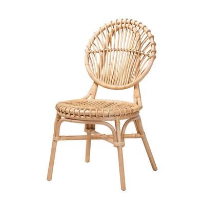Iris Modern Bohemian Natural Brown Rattan Dining Chair by Baxton Studio in Natural Brown Rattan
