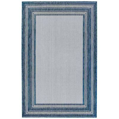 Liora Manne Carmel Multi Border Indoor/Outdoor Rug by Trans-Ocean Import in Navy (Size 7'10" SQ)