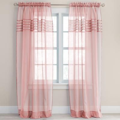 Wide Width BH Studio Sheer Voile Pleated Rod-Pocket Panel by BH Studio in Pale Rose (Size 56" W 108"L) Window Curtain