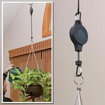 Easy Reach Plant Pulley Retractable Hanging Basket Pull Down Hanger Pulley Garden Baskets, Valentine Decoration & Easter