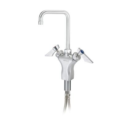 Krowne DX-601 Deck Mount Faucet w/ 6" Double Bend Gooseneck Spout - Single Hole, Stainless Steel