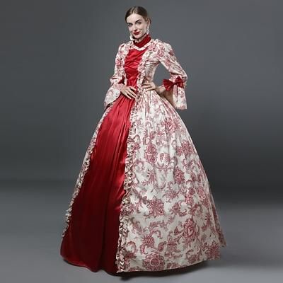 Rococò Vittoriano Medievale Lunghezza al pavimento Vestito Manica del polsino svasato Abito da ballo Costume Per donna Reale Halloween Carnevale Balli di fine anno Feste Carnevale di Venezia Vestito