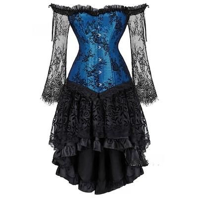 Sexy Retrò Vintage Rococò Corto Mini Vestito Corsetto Overbust Bustino Jacquard Pizzo Senza spalline Costume Per donna Halloween Carnevale Mascherata Balli di fine anno Festa / Sera Adulti Top Gonna