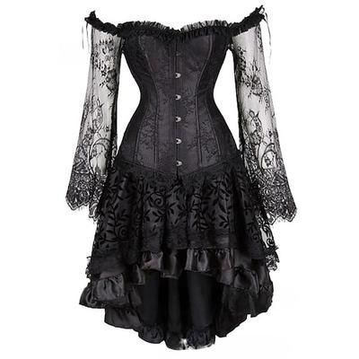 Sexy Retrò Vintage Rococò Corto Mini Vestito Corsetto Overbust Bustino Jacquard Pizzo Senza spalline Costume Per donna Halloween Carnevale Mascherata Balli di fine anno Festa / Sera Adulti Top Gonna