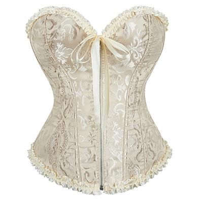 Rococò Punk Gotico Medievale Corsetto Overbust Biancheria intima Bustino Chiusura lampo 12 ossa di plastica Costume Per donna Reale Matrimonio Ospite di nozze Carnevale di Venezia Adulti Corsetto