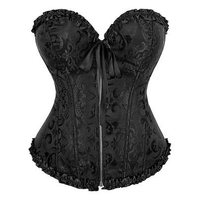 Rococò Punk Gotico Medievale Corsetto Overbust Biancheria intima Bustino Chiusura lampo 12 ossa di plastica Costume Per donna Reale Matrimonio Ospite di nozze Carnevale di Venezia Adulti Corsetto