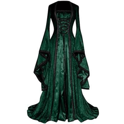 Retrò Vintage Medievale Rinascimento Lunghezza lunga Abito da Ballo Manica del polsino svasato Strega Pirata Vichingo Gentildonna Nobildonna Costume Per donna Celtico Reale Notte di Valpurga