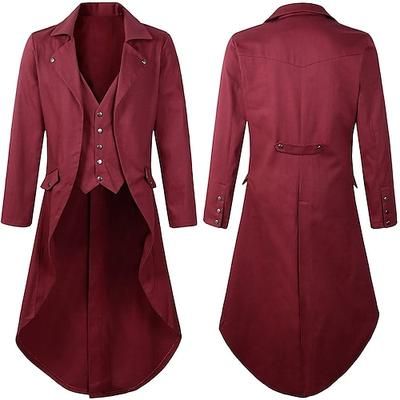 Punk Gotico Medievale Steampunk Cappotto Smoking Trench Ebenezer Scrooge Dickens Vampiro Elfo Mago Costume Per uomo Stile Steampunk Natale Halloween Mascherata Performance Adulti Cappotto