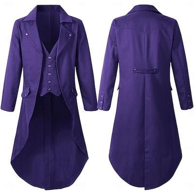 Punk Gotico Medievale Steampunk Cappotto Smoking Trench Ebenezer Scrooge Dickens Vampiro Elfo Mago Costume Per uomo Stile Steampunk Natale Halloween Mascherata Performance Adulti Cappotto