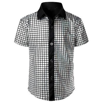 Retrò Vintage Anni '70 Disco Camicia Maniche corte Metallico Lucido Costume Per uomo Costume di Carnevale Halloween Carnevale Mascherata Festival Musicale Festa / Sera Discoteca Adulti Camicia