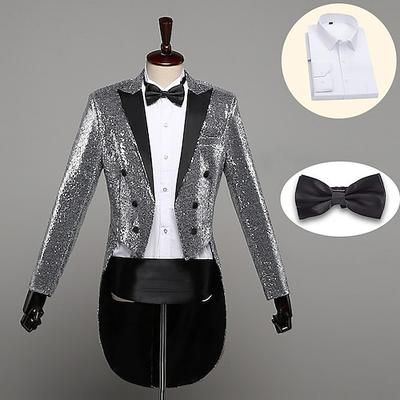 Retrò Vintage Disco Anni '80 Smoking Completi Blazer Frac Disco Paillettes Costume Per uomo Mascherata Festa / Sera Parata dell'Orgoglio Mese dell'orgoglio Adulti Cappotto