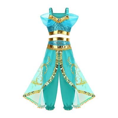 Settimana del libro 2026 Fiaba Principessa Jasmine Costume per festa a tema Costumi da ballo Cosplay for Ragazze Bambini Carnevale Mascherata Settimana del libro