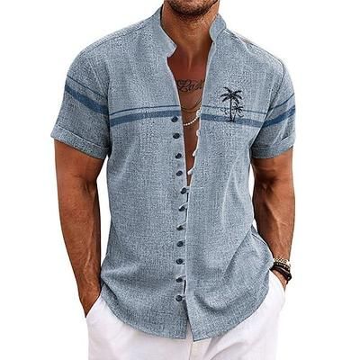 Per uomo Albero di Cocco Piante Tropicali Camicia Camicia hawaiana estiva Camicia Aloha Manica Corta Camicia Collo alla coreana Moda Streetwear Designer All'aperto Vacanza Streetwear verde 1 Verde