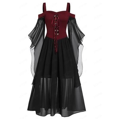 Retrò Vintage Punk Gotico Medievale Vestito Mascherata Strega Streghe Costume Per donna Fantasia Stile Steampunk Notte di Valpurga Halloween Carnevale Mascherata Halloween Festa / Sera Adulti