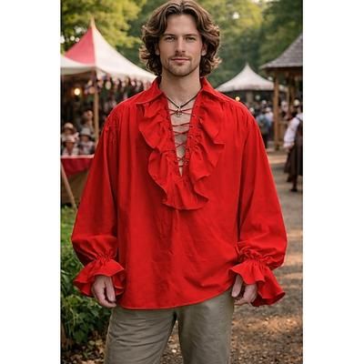 Medievale Rinascimento Steampunk Blusa / Camicia Pirata Cavaliere Vichingo Costume Per uomo Costumi da pirata Halloween Carnevale Performance Festa / Sera LARP Adulti Camicia