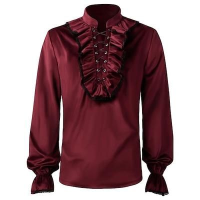 Retrò Vintage Medievale Rinascimento Blusa / Camicia Vampiro Cavaliere Tinta unita Costume Per uomo Costumi da pirata Fantasia Reale Mascherata Adulti Blusa