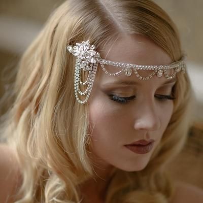 Gioielli per la testa Fascia Flapper Anni Ruggenti Anni 1920 Retrò Vintage Strass Per Cosplay Carnevale Per donna Bigiotteria Gioielleria di moda
