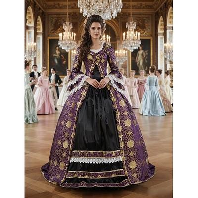 Vintage Rococò Rinascimento Maxi Vestito Normale A sbuffo Cenerentola Fiore / Floreale Principessa Collo quadrato Costume Tutti Reale Halloween Carnevale Mascherata Feste Halloween Performance Adulti