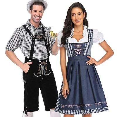 Oktoberfest Dirndl Blusa / Camicia Lederhosen Coppia bavarese Coppia Oktoberfest Tedesco Monaco di Baviera Prati Per uomo Per donna Panno in stile tradizionale