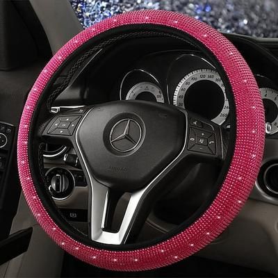 Starfire copertura del volante in pelle diamante per le donne ragazze con strass di cristallo lucido universale fit 15 pollici auto suv protezione antiscivolo ruota