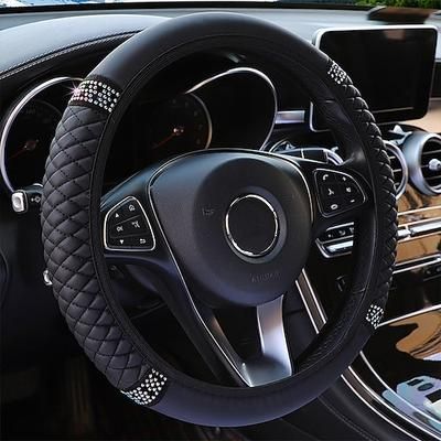 Starfire quattro stagioni coprivolante universale per auto 37-38 cm coprivolante elastico in pelle color ricamato tempestato di diamanti