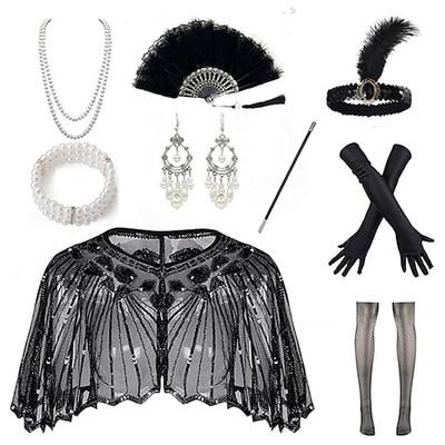 Anni Ruggenti Anni 1920 Retrò Vintage Set di accessori Sciarpe da flapper Il grande Gatsby Invitato al matrimonio Paillettes Paillettes Costume Per donna Halloween Carnevale Mascherata Carnevale