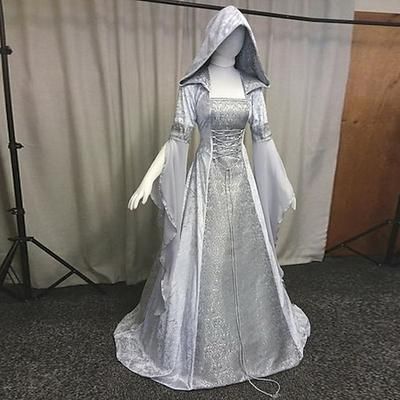 Retrò Vintage Medievale Rinascimento Lunghezza al pavimento Vestito Normale Manica del polsino svasato Vichingo Straniero Taglie Forti Elfico Costume Per donna Celtico Reale Halloween Carnevale