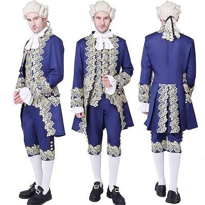 Rococò Barocco Vittoriano Abiti Costume Per uomo Reale Halloween Carnevale Performance Feste Mascherata Adulti Cappotto Pantaloni Colletto Tutte le stagioni
