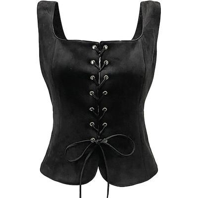 Retrò Vintage Medievale Rinascimento Gilet in camoscio Pirata Vichingo Ranger Elfico Costume Per donna Celtico Costumi da pirata Fantasia Halloween Carnevale Mascherata LARP Adulti Top