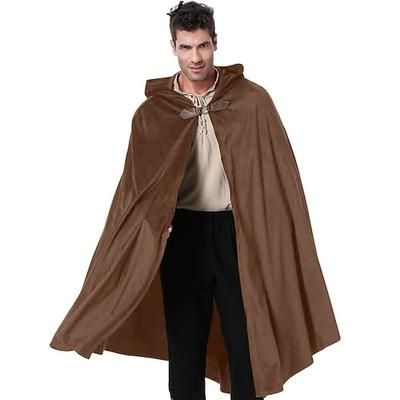 Retrò Vintage Medievale Rinascimento Mantello Mantello con Cappuccio Scialli Vichingo Ranger Elfico Tiro con l'arco Tinta unica Costume Per uomo Per donna Celtico Vichingo Fantasia Halloween LARP