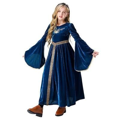 Settimana del libro 2026 Retrò Vintage Medievale Vestito Costume Cosplay Abiti da Ballo Manica del polsino svasato Vichingo Gentildonna Straniero Elfico Costume Ragazze Celtico Reale Halloween