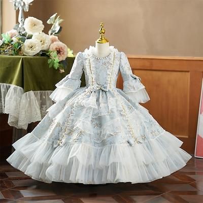 Gotico Rococò Ispirato al vintage Vestito Costume da festa Mascherata Principessa Shakespeare Tinta unica Abito da ballo Costume Ragazze Reale Halloween Carnevale Giornata universale dell'infanzia