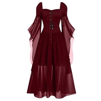 Retrò Vintage Punk Gotico Medievale Vestito Strega Costume Per donna Fantasia Stile Steampunk Notte di Valpurga Casual Quotidiano Adulti Vestito Primavera Estate