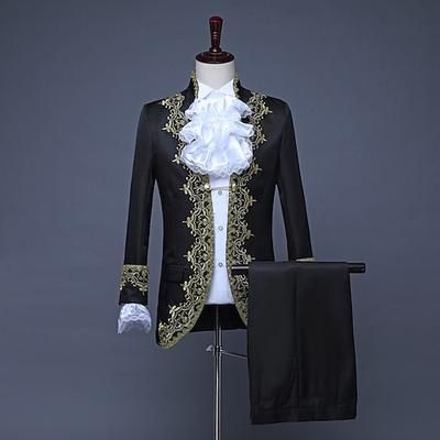 Cappotto Pantaloni Giacca da circo Principe Aristocratico Retrò Vintage Rococò Medievale Pizzo Con Volant Slim Fit Adulti Per uomo Halloween Mascherata Balli di fine anno Feste Performance Costumi di
